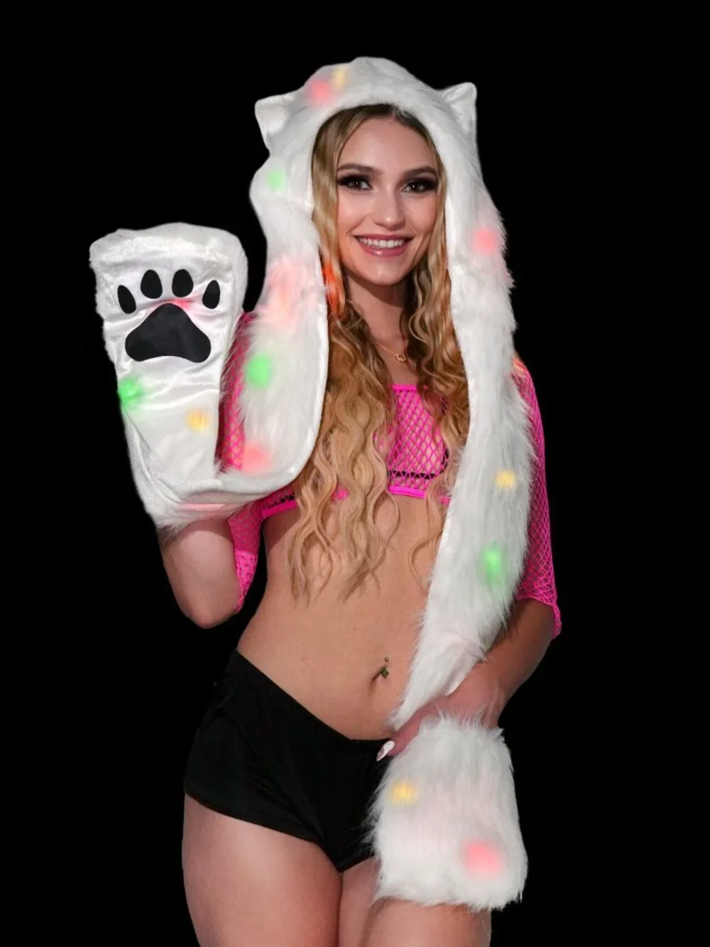LED Faux Fur Bear Hoodie